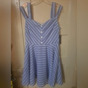 City Studio Sleeveless Blue A-Line Dress Cold Shoulder Striped